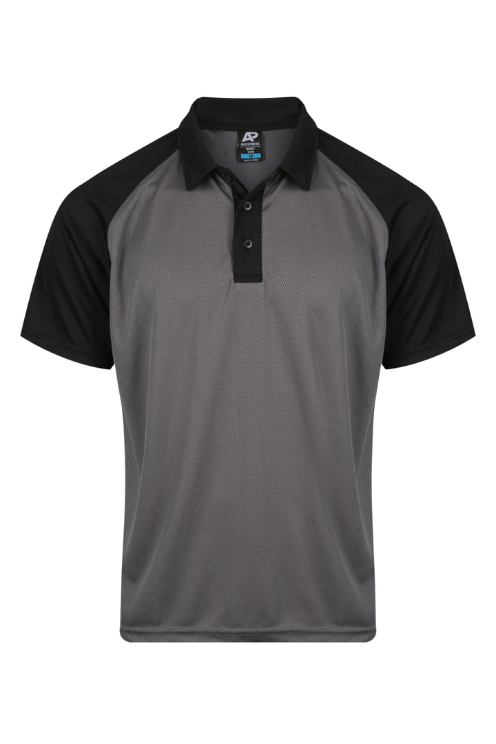 1318 - Aussie Pacific - Manly Mens Polo Charcoal/Black