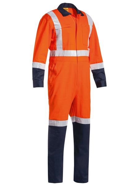 BC6029T - Bisley - Taped TTMC Hi-Vis Lightweight Drill Overall Orange/Navy