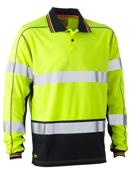 BK6219T - Bisley - Taped Two Tone Hi-Vis Polyester Mesh Polo Yellow/Navy