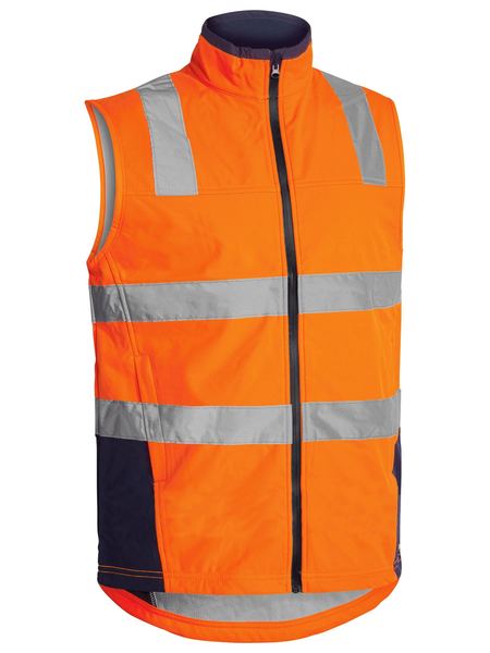 BV0348T - Bisley - Taped Hi-Viz Softshell Vest Orange/Navy