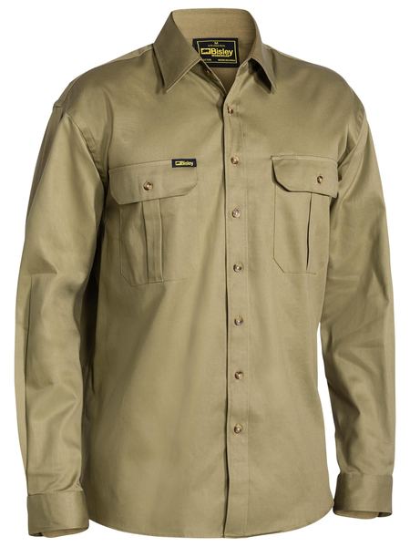 BS6433 - Bisley - Long Sleeve Original Cotton Drill Shirt Khaki