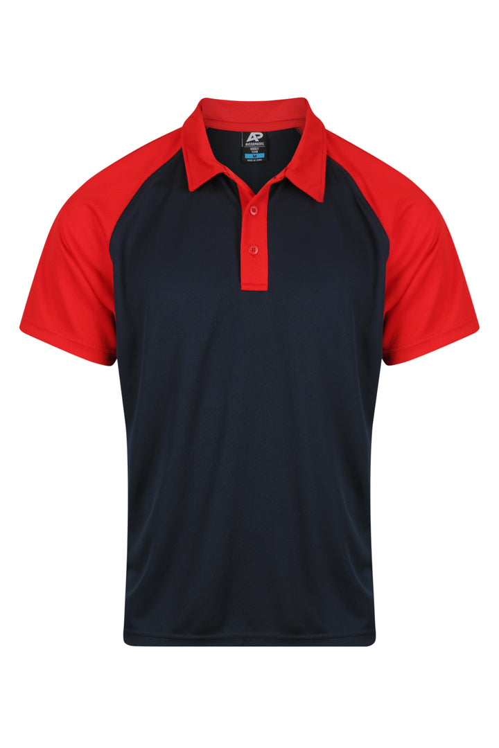 1318 - Aussie Pacific - Manly Mens Polo Navy/Red