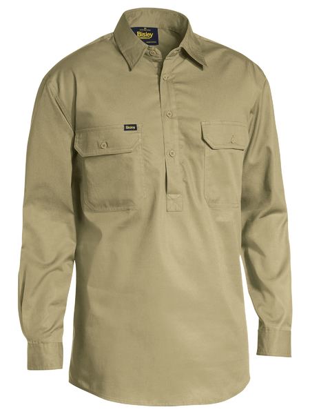 BSC6820 - Bisley - Closed Front Cool Lightweight Drill Shirt Khaki