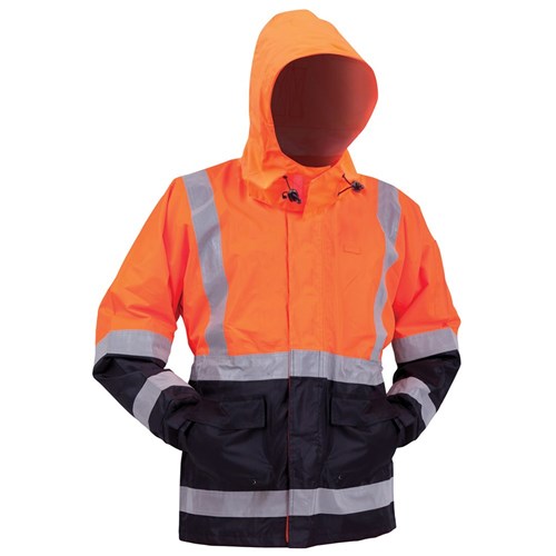 32205 - Bison - Stamina Rain Jacket Day/Night Orange/Navy