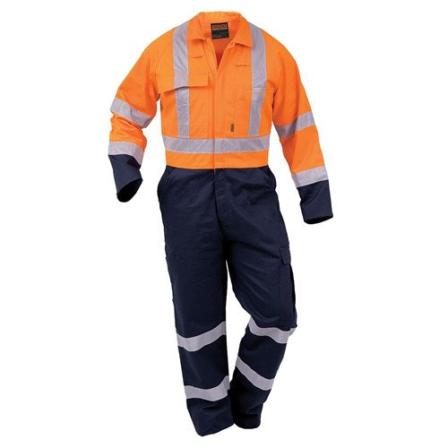 432021 - Bison - Overall Workzone Day/Night Cotton Zip Orange/Navy
