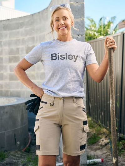 BSHL1332 - Bisley - Women's Flx & Move™ 4-Way Stretch Zip Cargo Short Stone
