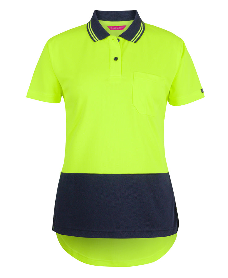 6HDS1 - JB's Wear - Ladies Hi Vis S/S Drop Tail Polo