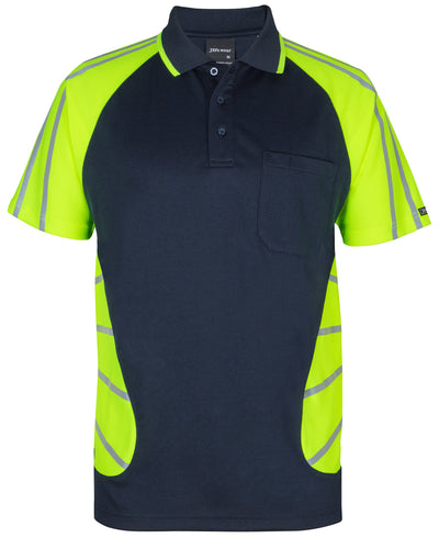 6HSSR - JB's Wear - Street Spider Polo with Reflective Stripes Navy/Lime