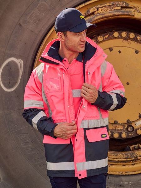 BK6975 Bisley Hi Vis 5 in 1 Waterproof Jacket Taped Scarlet Workwear