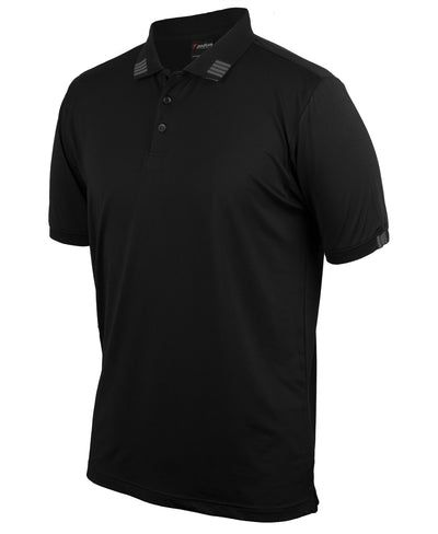 7S4P - JB's Wear - Podium 4 Stripe Short Sleeve Polo Black/Charcoal