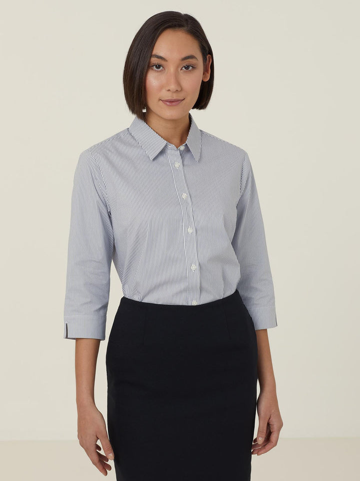 CATUKV - NNT - Avignon Fine Block Stripe Stretch 3/4 Sleeve Shirt