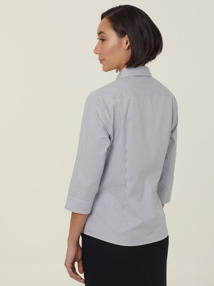 CATUKV - NNT - Avignon Fine Block Stripe Stretch 3/4 Sleeve Shirt