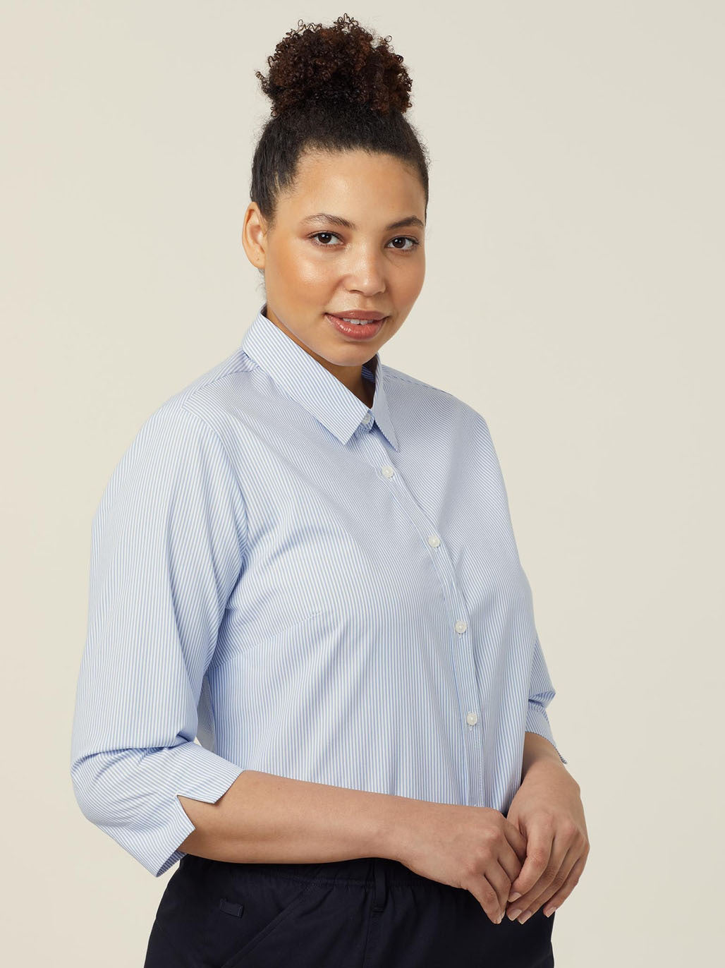CATUKV - NNT - Avignon Fine Block Stripe Stretch 3/4 Sleeve Shirt