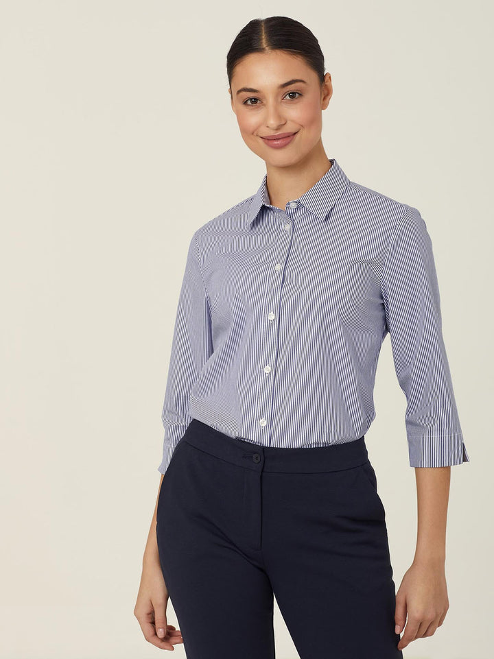CATUKV - NNT - Avignon Fine Block Stripe Stretch 3/4 Sleeve Shirt