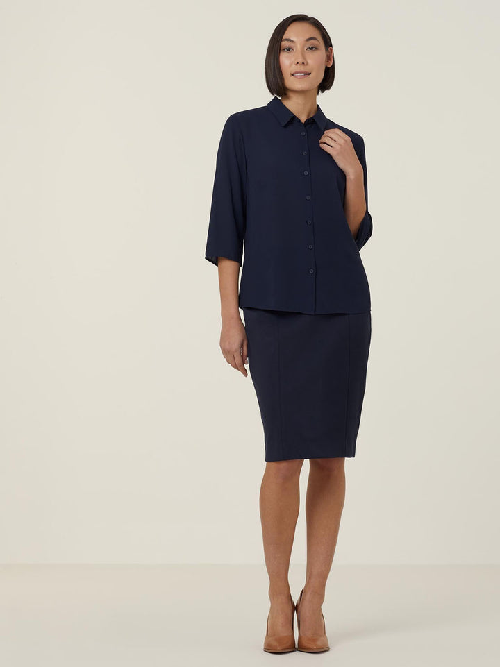 CATUKZ - NNT - Georgie 3/4 Sleeve Pleat Back Shirt