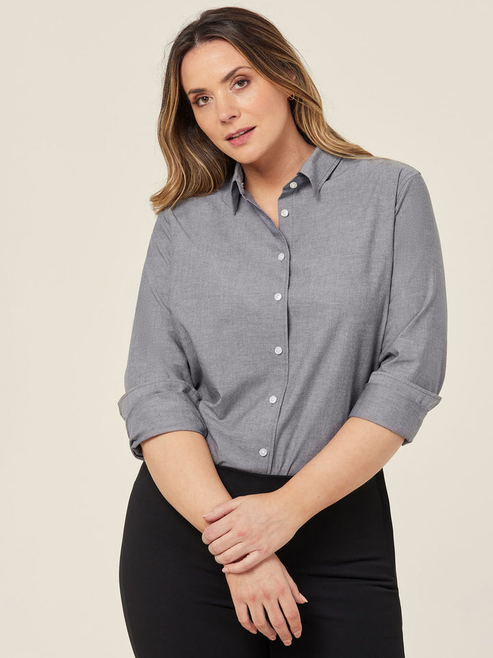 CATUSZ - NNT - Womens Cotton Chambray L/S Shirt Charcoal