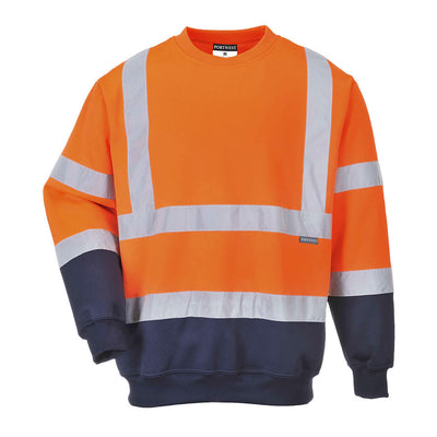 B306 - Two Tone Hi-Vis Sweatshirt Orange/Navy