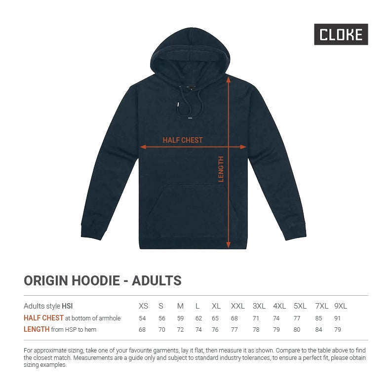 HSI - Cloke - Origin Hoodie - 300gsm 80% Cotton (to 5XL)