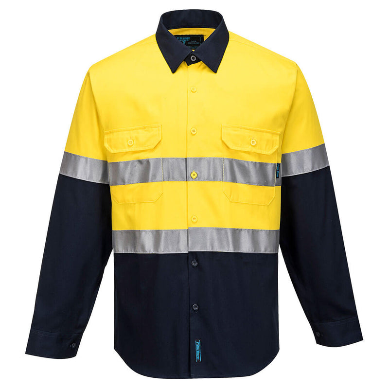 MA803 - Portwest - Industrial Long Sleeve Day/Night Shirt Yellow/Navy