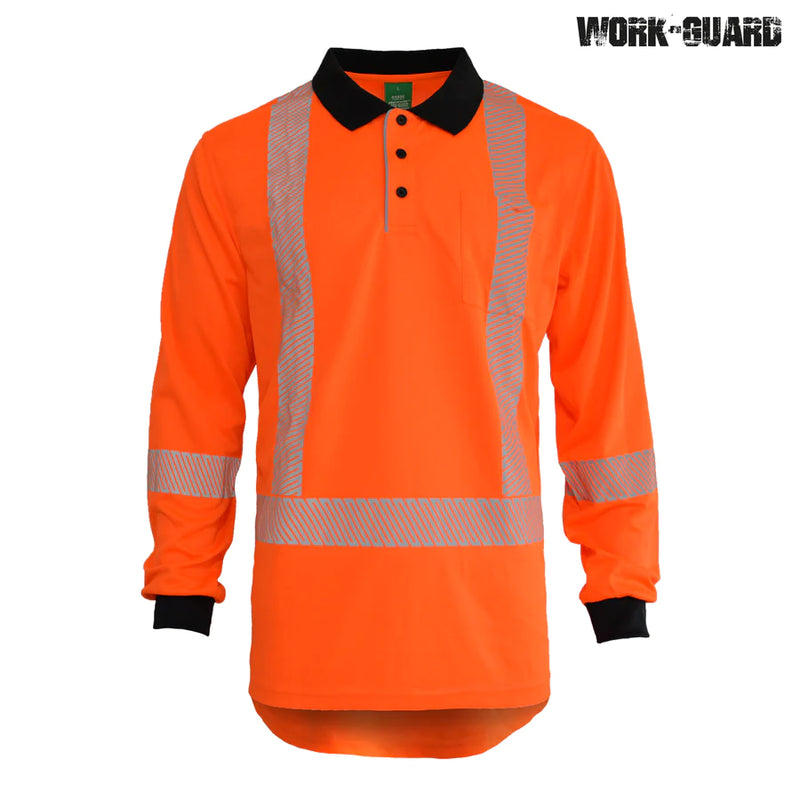 R483X Workguard Recycled Hi Vis TTMC Long Sleeve Polo Orange