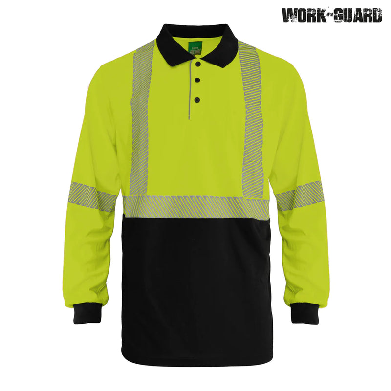 R486X - Workguard - Recycled Hi Vis Long Sleeve Day/Night Polo Yellow/Black 