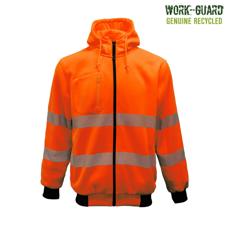 R503X Workguard Recycled Hi Vis Day/Night Zipped Hoodie Orange