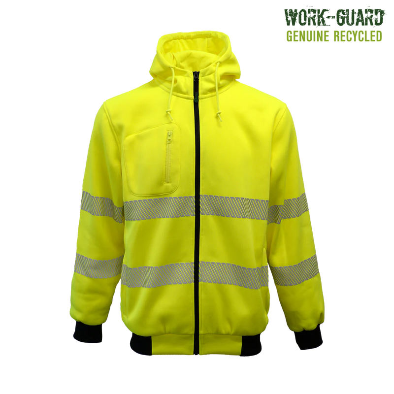 R503X Workguard Recycled Hi Vis Day/Night Zipped Hoodie Yellow 
