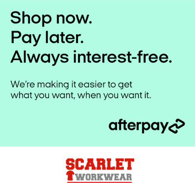 AfterPay available with Scarlet Workwear