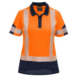 W23201 - Bison - Women's Day/Night Quick-Dry Cotton Backed Polo Orange/Navy
