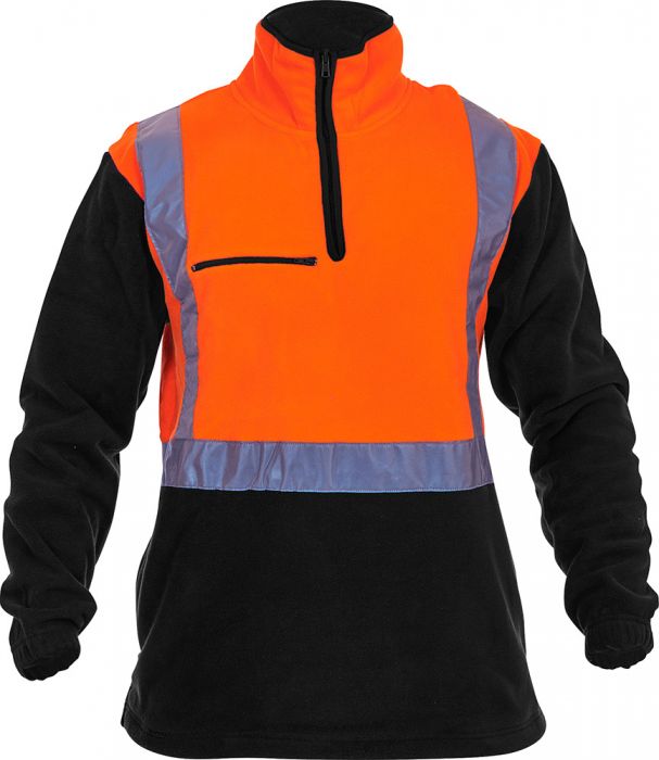 PCF1012 - Caution - Polar Fleece 1/2 Zip Tunic (Day/Night) - 380gm Orange/Black