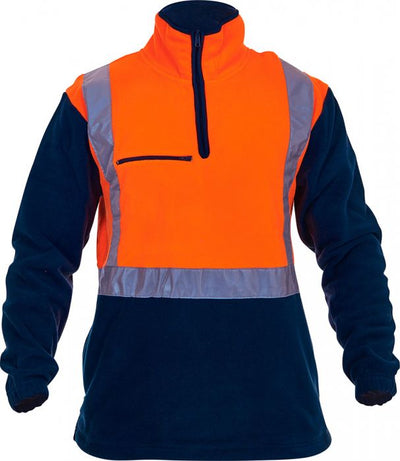 PCF1012 - Caution - Polar Fleece 1/2 Zip Tunic (Day/Night) - 380gm Orange/Navy
