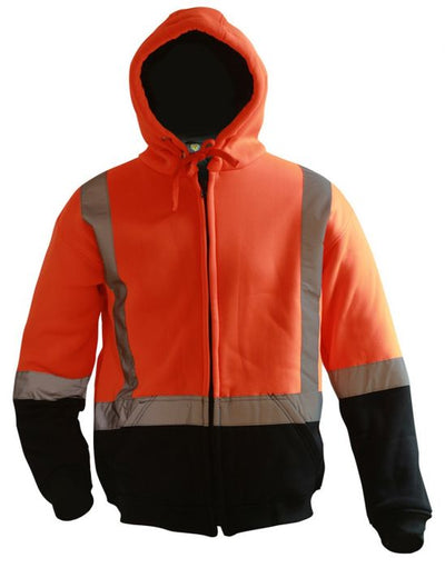 PCH1075 - Caution - Full Zip Premium Lined Hoodie (Day/Night) Orange/Black