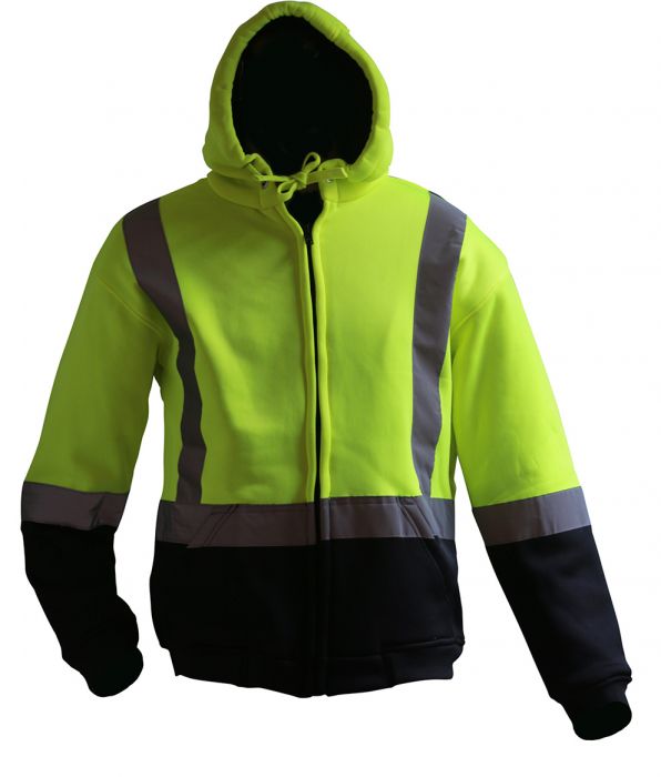 PCH1075 - Caution - Full Zip Premium Lined Hoodie (Day/Night) Yellow/Black
