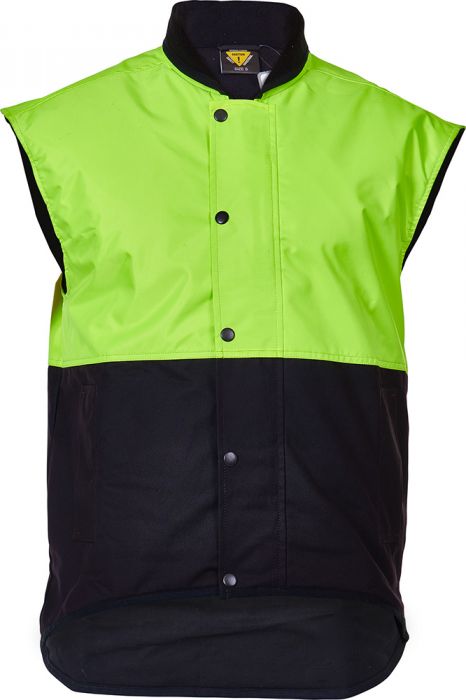 PCO1320 - Caution - Hi-Viz Oilskin Sleeveless Vest (Day Only) Yellow/Brown