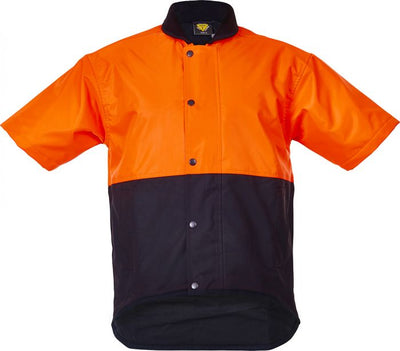 PCO1330 - Caution - Hi-Viz Oilskin Short Sleeve Vest (Day Only) Orange/Brown