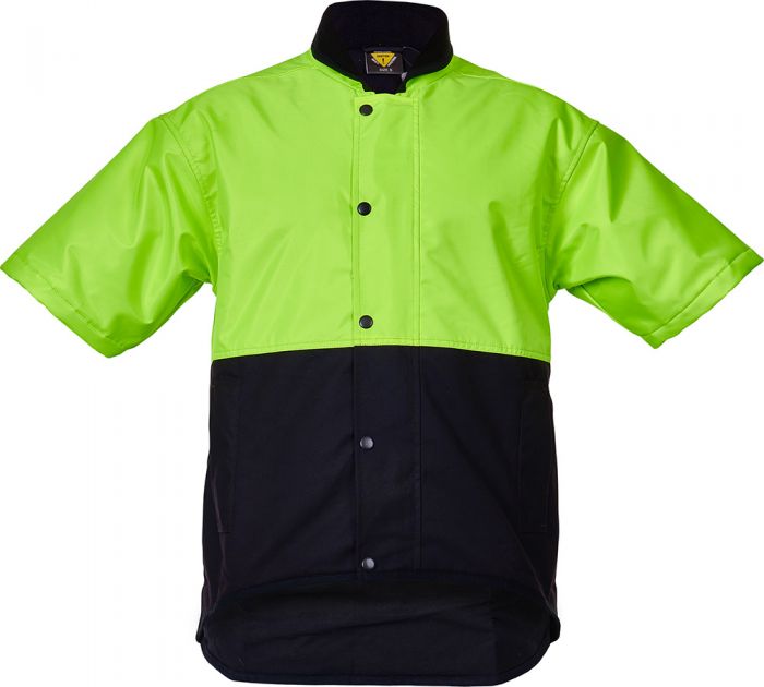 PCO1330 - Caution - Hi-Viz Oilskin Short Sleeve Vest (Day Only) Yellow/Brown