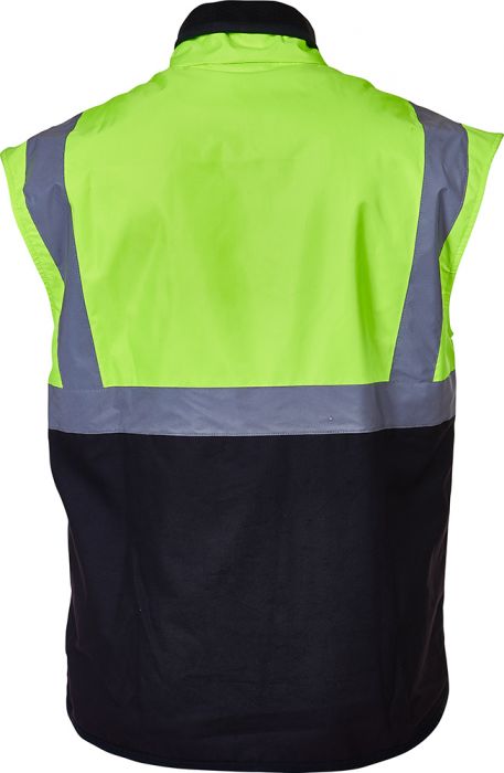 PCO1340 - Caution - Hi-Viz Oilskin Sleeveless Vest (Day/Night)