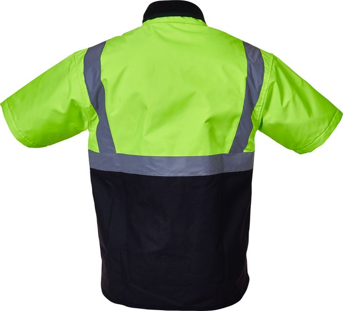 PCO1350 - Caution - Hi-Viz Oilskin Short Sleeve Vest (Day/Night)