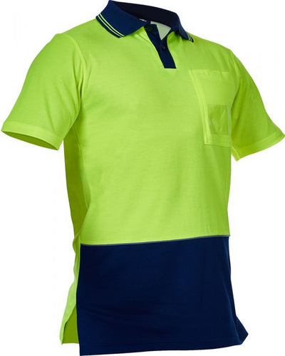 PCP1250 - Caution - Hi-Viz Cotton Backed Polo (Day Only) Yellow/Navy