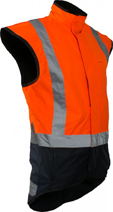 PCR4000 - Caution Storm Pro - Hi-Viz Fleece Lined Vest (Day/Night) Orange/Navy