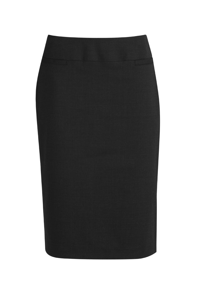 24011 - Biz Corporates - Womens Comfort Wool Stretch Relaxed Fit Lined Skirt | Black