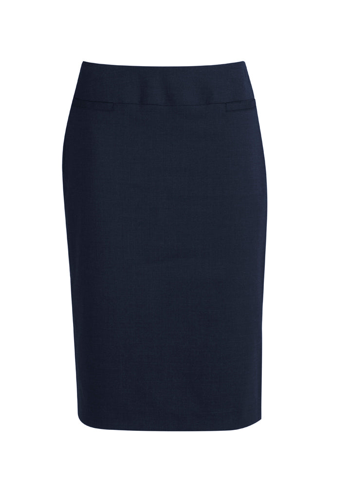 24011 - Biz Corporates - Womens Comfort Wool Stretch Relaxed Fit Lined Skirt | Navy