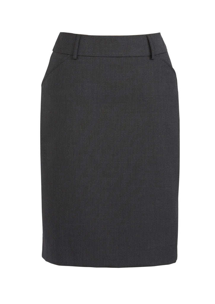 24015 - Biz Corporates - Womens Comfort Wool Stretch Multi-Pleat Skirt | Charcoal