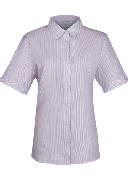2900S - Aussie Pacific - Ladies Henley Striped Short Sleeve Shirt