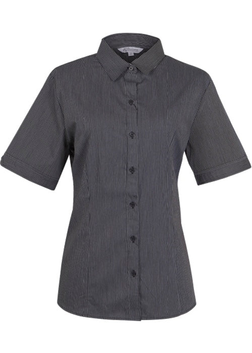 2900S - Aussie Pacific - Ladies Henley Striped Short Sleeve Shirt