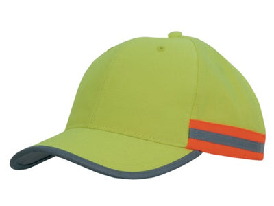 3030 - Hi-Viz Cap - 6 Panel Structured with Reflective taped sides