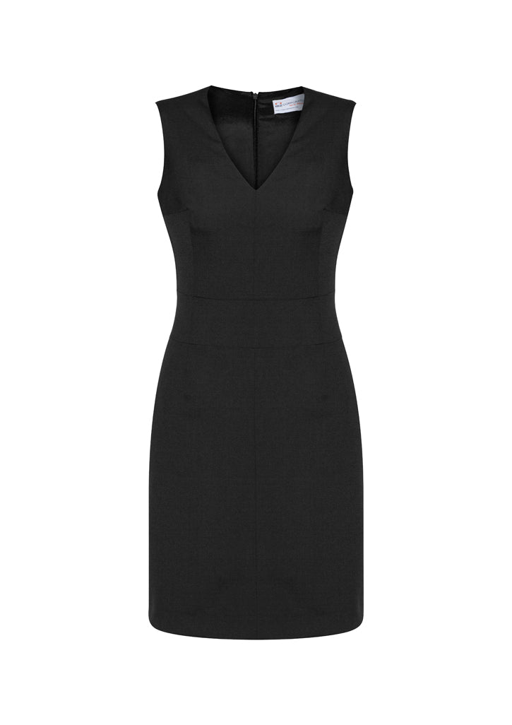 34021 - Biz Corporates - Womens Comfort Wool Stretch Sleeveless V-Neck Dress | Black