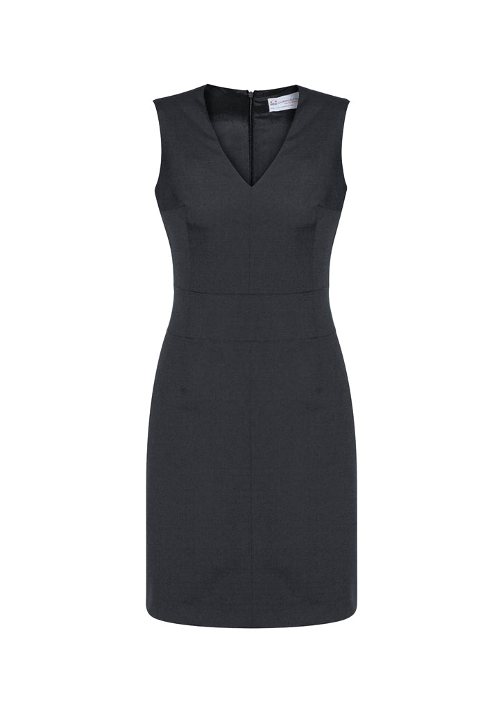 34021 - Biz Corporates - Womens Comfort Wool Stretch Sleeveless V-Neck Dress | Charcoal