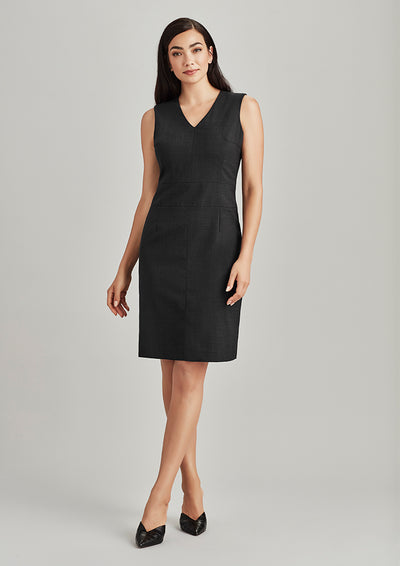 34021 - Biz Corporates - Womens Comfort Wool Stretch Sleeveless V-Neck Dress