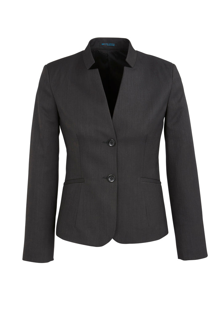 60113 - Biz Corporates - Womens Cool Stretch Short Jacket with Reverse Lapel | Charcoal